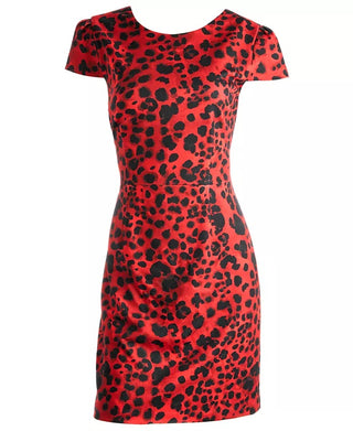 Betsey Johnson Women's V-Back Leopard-Print Dress Pink Size 6