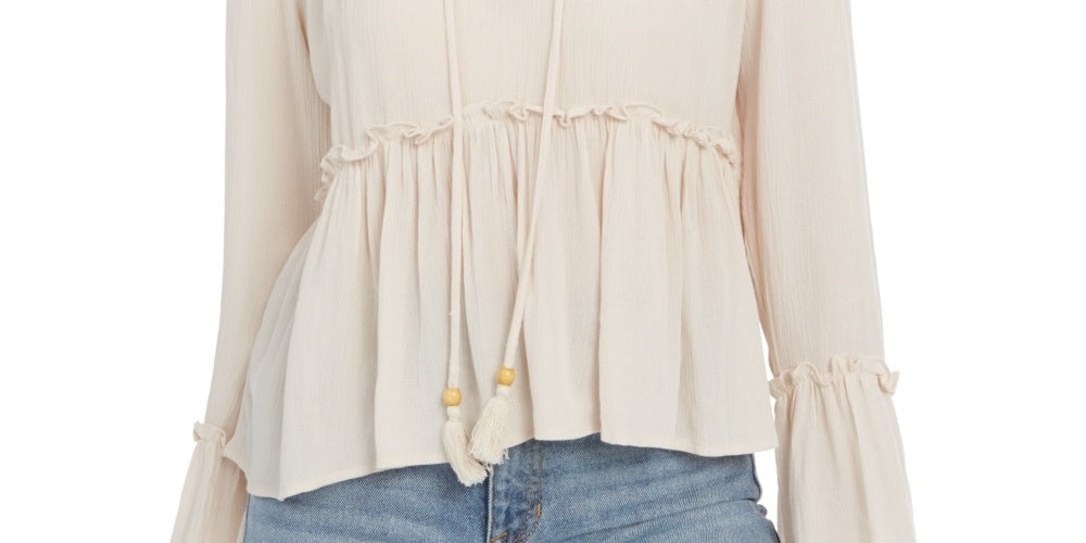 Gypsies & Moondust Junior's Lace Shoulder Top White Size Small