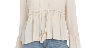 Gypsies & Moondust Junior's Lace Shoulder Top White Size Small