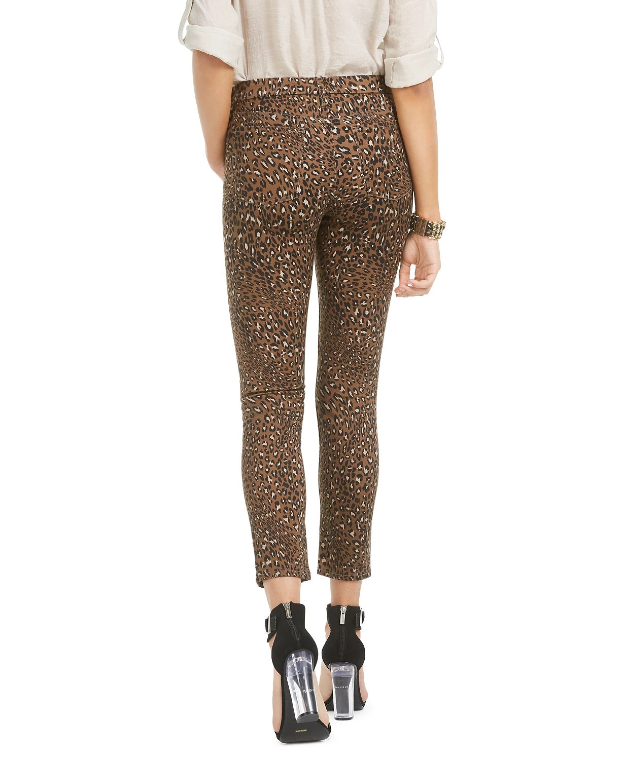 7 For All Mankind Women's Animal Print Jeans Dark Beige