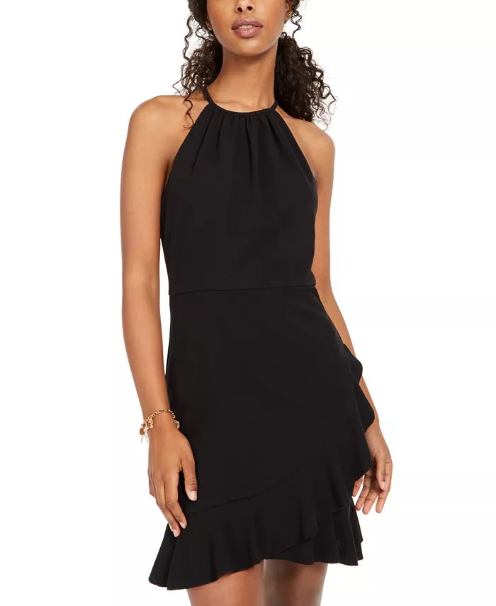 Teeze Me Junior's Ruffled Fit & Flare Dress Black Size 0