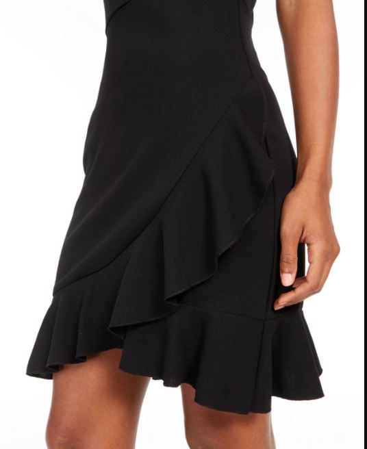 Teeze Me Junior's Ruffled Fit & Flare Dress Black Size 0