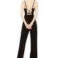 Teeze Me Women's Juniors Lace Up Back Scoop Neck Jumpsuit Black Size 15