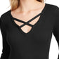 Hippie Rose Junior's Crisscross Sweater Black Size Large