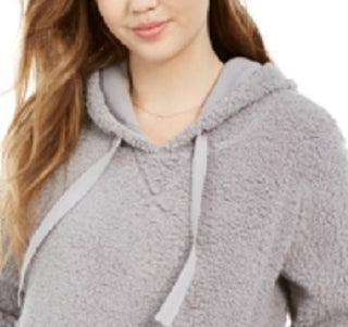 Hippie Rose Juniors' Sherpa Hoodie Gray Size X-Small