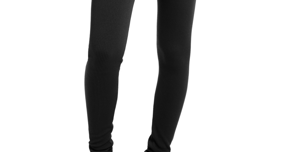 Hippie Rose Women's Ribbed Solid Straight Leg Pants Black Size Medium