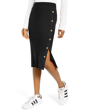 Hippie Rose Juniors' Button Sweater Skirt Black Size X-Large