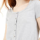 Hippie Rose Junior's Tie Front Pointelle T-Shirt Grey Size Small