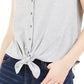 Hippie Rose Junior's Tie Front Pointelle T-Shirt Grey Size Small