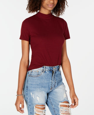 Hippie Rose Junior's Ribbed Knit Ringer Top Red Size X-Small