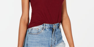 Hippie Rose Junior's Ribbed Knit Ringer Top Red Size X-Small