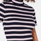 Hippie Rose Junior's Rib Knit Mock Turtleneck Top Navy Size Medium