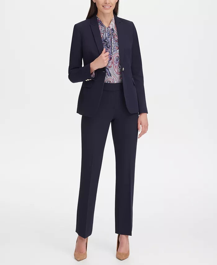 Tommy Hilfiger Women's One-Button Suit Separate Jacket Dark Blue Size 2