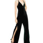 Teeze Me Women's Spaghetti Strap V Neck Wide Leg Jumpsuit Green Size 11