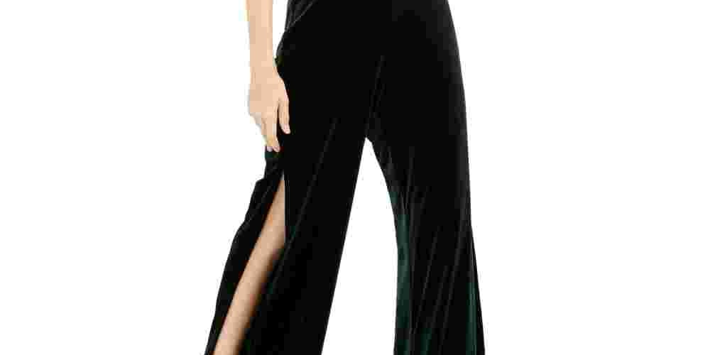 Teeze Me Women's Spaghetti Strap V Neck Wide Leg Jumpsuit Green Size 11