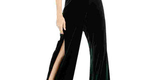 Teeze Me Women's Spaghetti Strap V Neck Wide Leg Jumpsuit Green Size 11