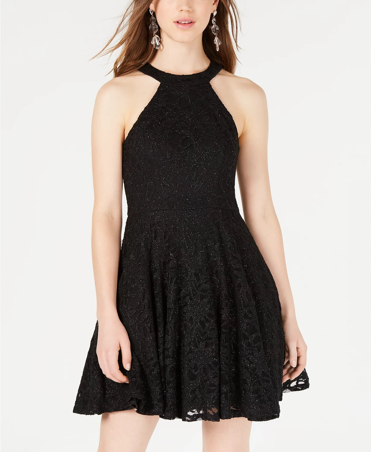 B Darlin Junior's Sleeveless Halter Short Fit  Flare Party Dress Black Size 5/6