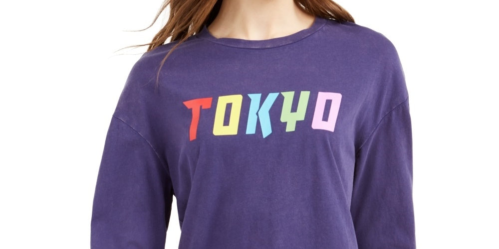 Rebellious One Junior's Tokyo Graphic T-Shirt Blue Size X-Small
