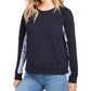 Tommy Hilfiger Women's Woven Trim Sweatshirt Navy Size Medium