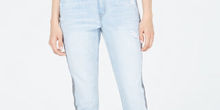 Rewash Junior's Ripped Herringbone Contrast Skinny Jeans Blue Size 5