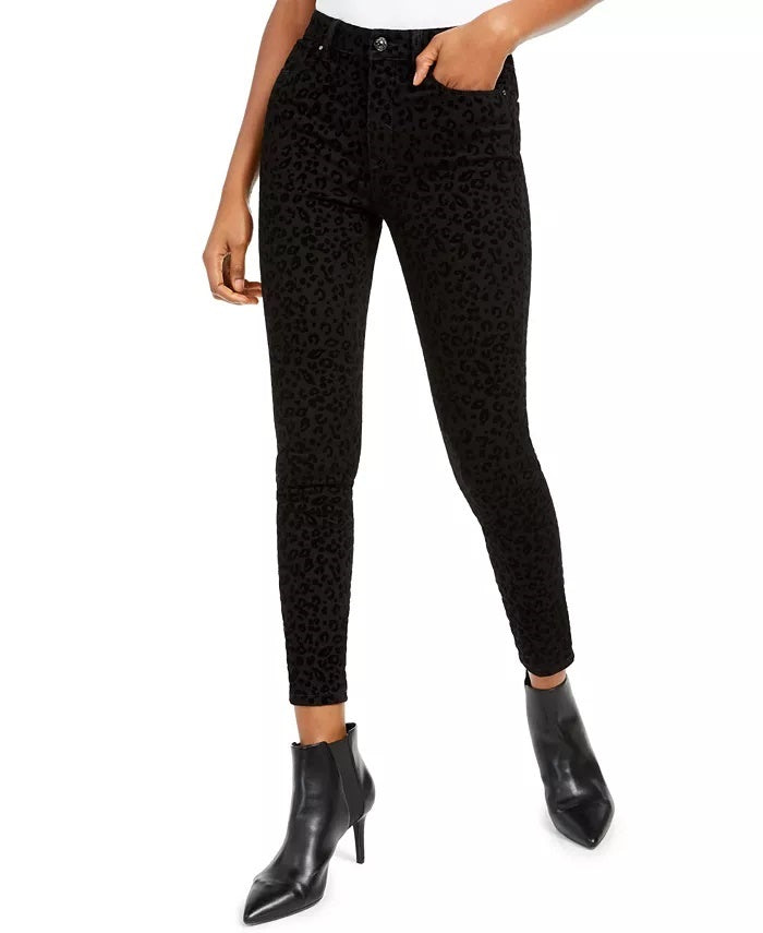 Rewash Junior's Velvet Leopard Jeans Black Size 9