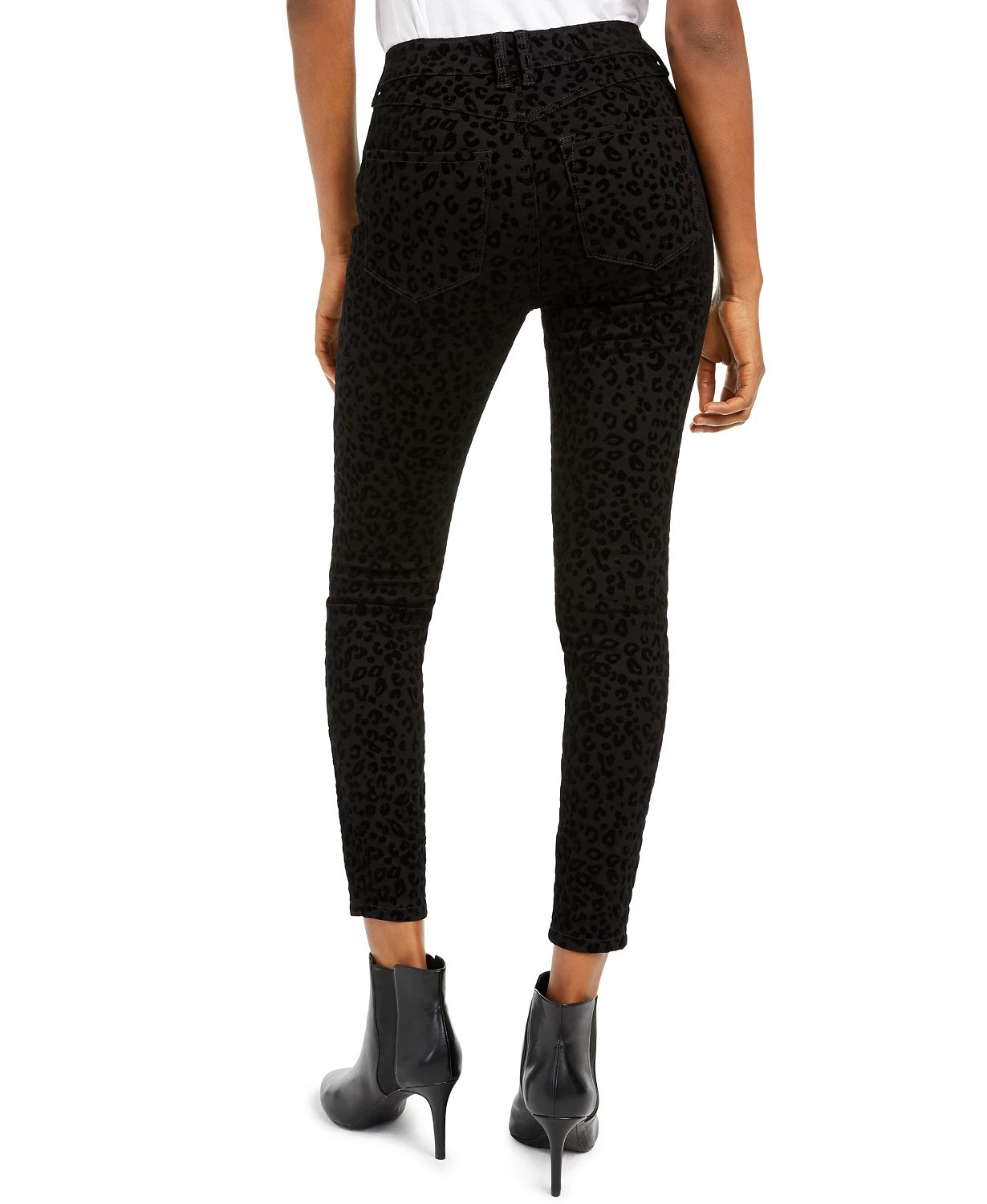 Rewash Junior's Velvet Leopard Jeans Black Size 9