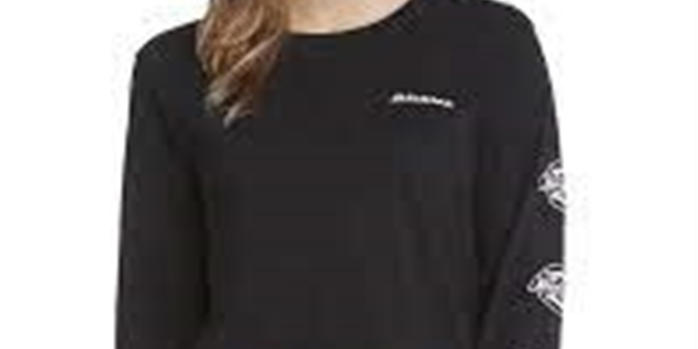 Dickies Women's Cotton Long Sleeve Logo Detail T-Shirt Black Size X-Small