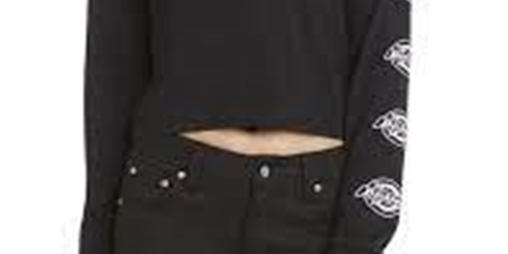 Dickies Women's Cotton Long Sleeve Logo Detail T-Shirt Black Size X-Small