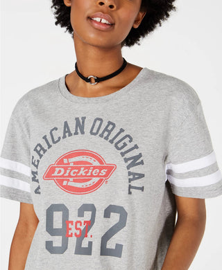Dickies Women's Cropped Graphic Varsity T-Shirt Gray Size Small