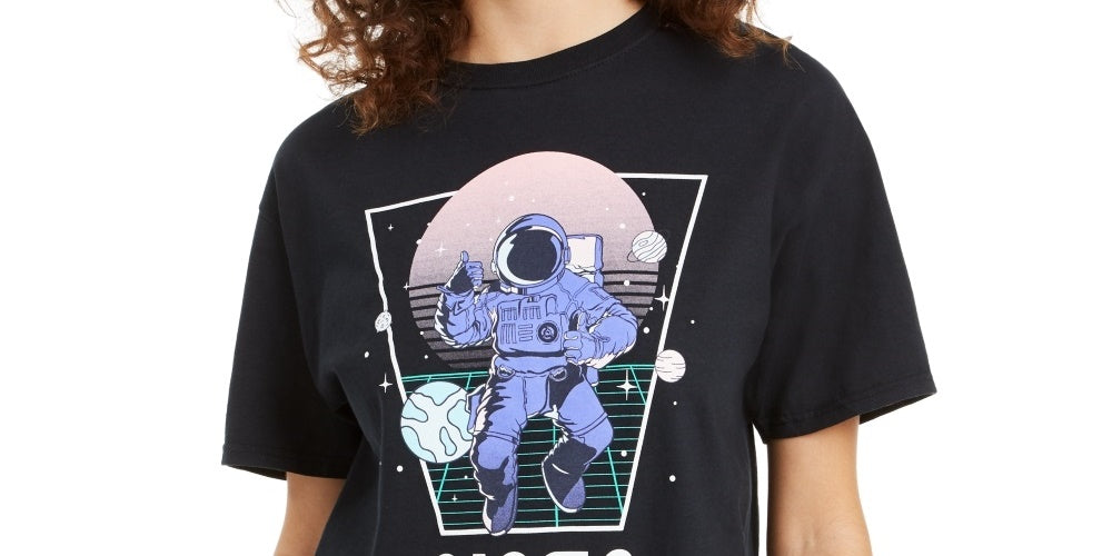 Love Tribe Junior's Cotton Nasa Graphic T-Shirt Black Size Medium