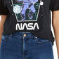 Love Tribe Junior's Cotton Nasa Graphic T-Shirt Black Size Medium