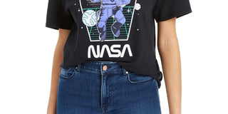 Love Tribe Junior's Cotton Nasa Graphic T-Shirt Black Size Medium