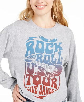 Love Tribe Junior's Rock N Roll Graphic T-Shirt Gray Size Medium