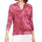 Hooked Up by IOT Junior's Tie Dye Sweatshirt Red Size Medium
