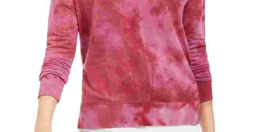 Hooked Up by IOT Junior's Tie Dye Sweatshirt Red Size Medium