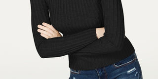 Hooked Up by IOT Juniors' Rib-Knit Mock-Turtleneck Sweater Black Size X-Small