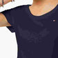 Tommy Hilfiger Women's Cotton Scoop Neck T-Shirt Navy Size X-Large