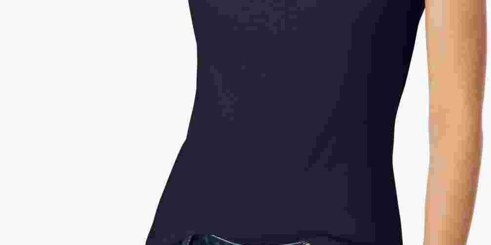 Tommy Hilfiger Women's Cotton Scoop Neck T-Shirt Navy Size X-Large