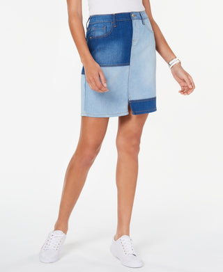 Tommy Hilfiger Women's Patchwork Denim Skirt Blue Size 8