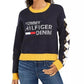Tommy Hilfiger Women's Denim Argyle Sweater Blue Size Small