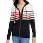 Tommy Hilfiger Women's Cotton Striped Hoodie Sweater Pink Size Medium