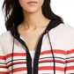 Tommy Hilfiger Women's Cotton Striped Hoodie Sweater Pink Size Medium