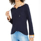 Tommy Hilfiger Women's Contrast Plaid Hooded Top Navy Size Medium