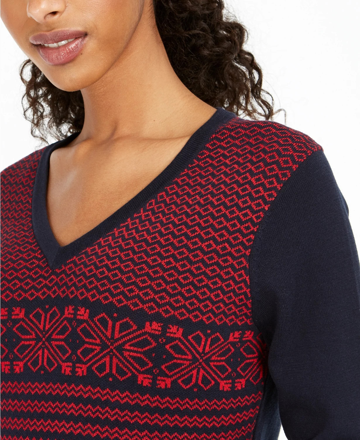 Tommy Hilfiger Women's Fair Isle Ivy Cotton Sweater Blue Size XX-Large