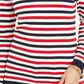 Tommy Hilfiger Women's Cotton Striped V-Neck Sweater Blue Size Medium
