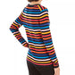 Tommy Hilfiger Women's Cotton Striped V-Neck Sweater Blue Size Small