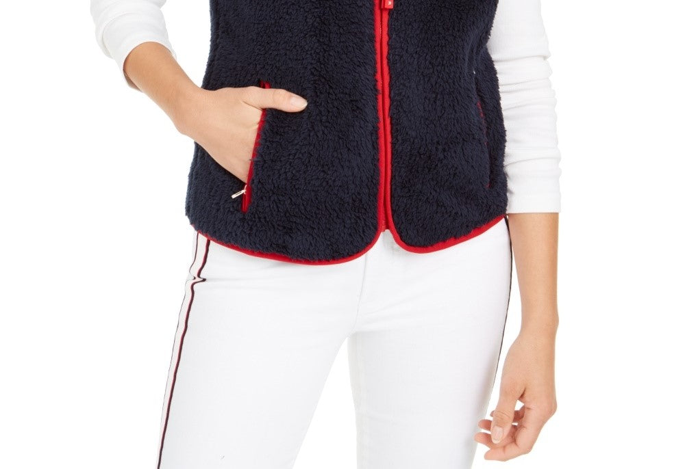 Tommy Hilfiger Women's Sherpa Vest Navy Size Large