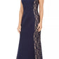 Jessica Howard Women's Sequined-Lace Scuba Mermaid Gown Navy Size 12