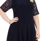 Jessica Howard Women's Lace Sleeve Fit & Flare Dress Navy Size 14W