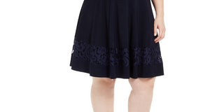 Jessica Howard Women's Lace Sleeve Fit & Flare Dress Navy Size 14W